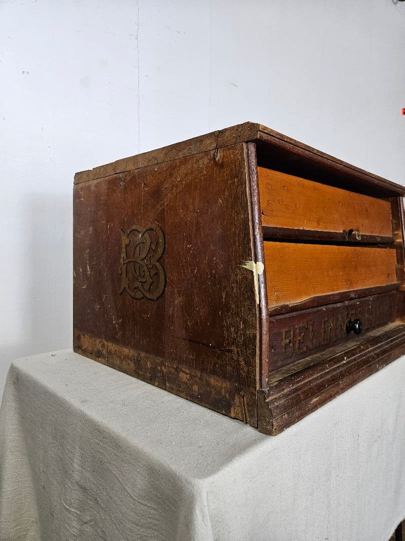 USAアンティーク BELENNS'S SILK 古いスレッドキャビネット 木製