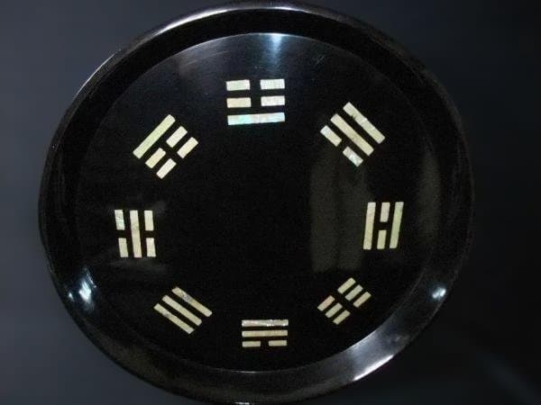 八卦盆 裏千家 青貝 螺鈿 八卦象嵌 39㎝ 本漆器 時代物 骨董