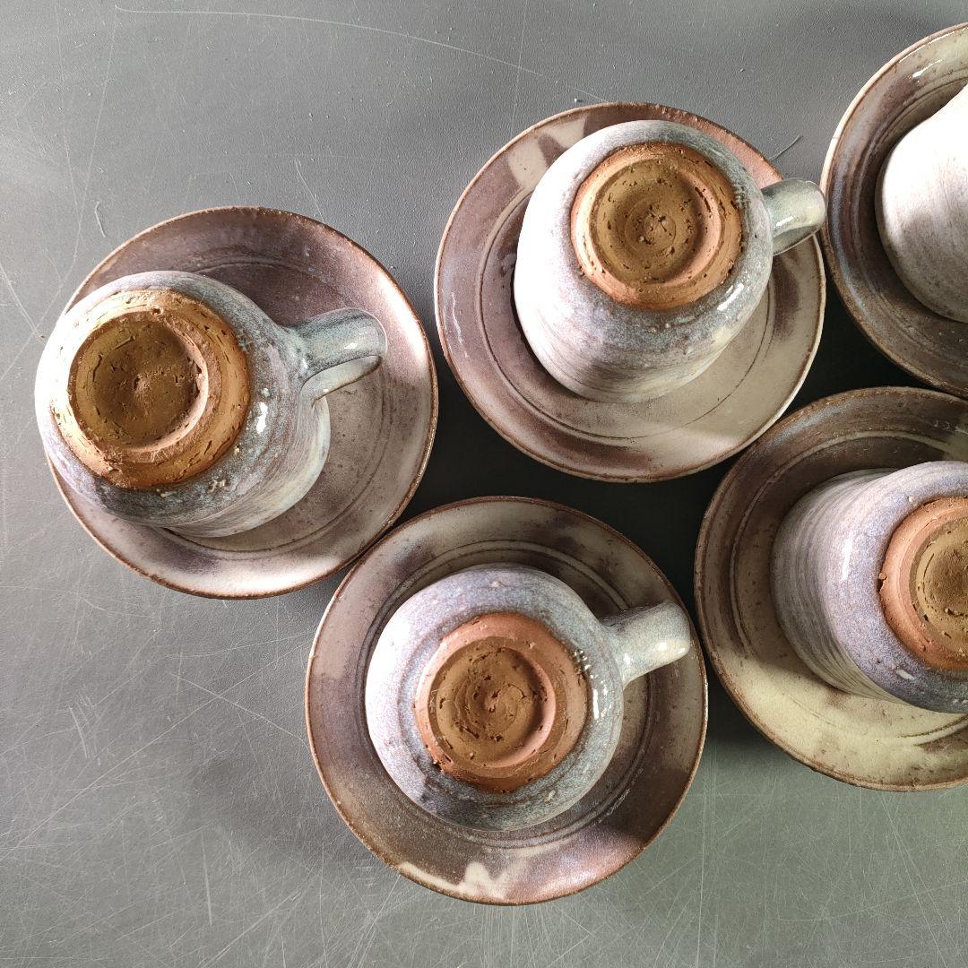 A893-2/萩焼/土和窯/珈琲茶碗/カップ＆ソーサー/6客/