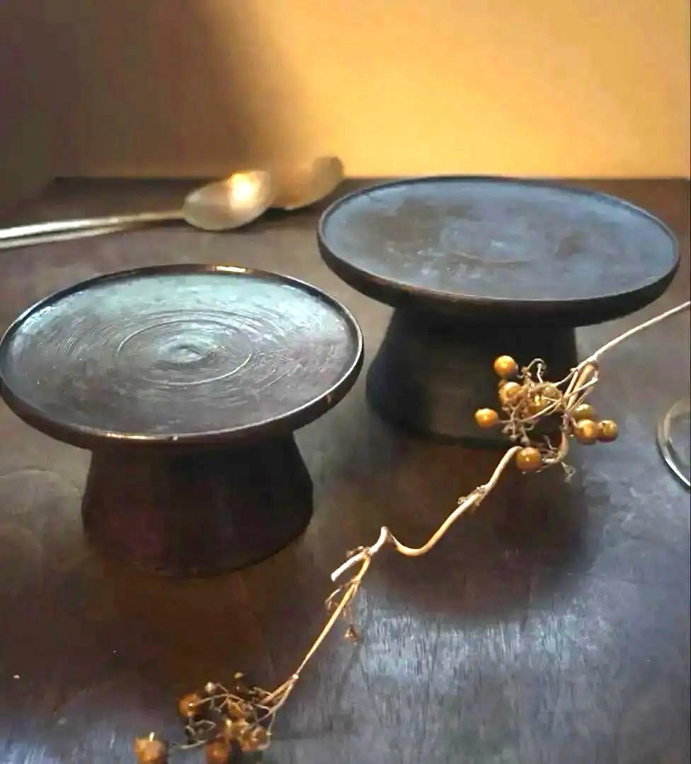 韓国 骨董 木製 高杯 サイズ違い 2つ アンティーク コンポティエ 蚤の市