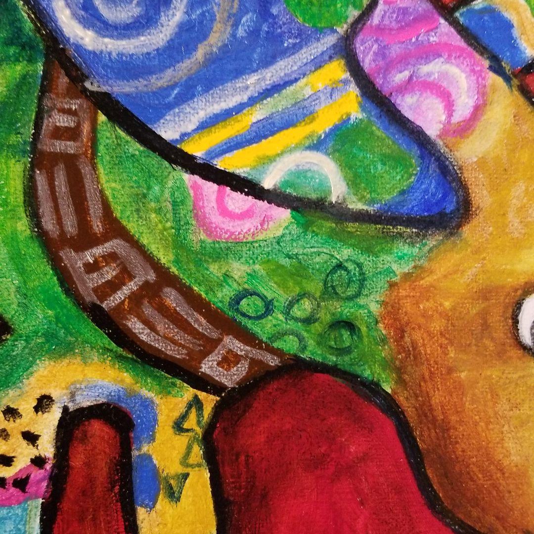 油絵　saosao　ベストフレンド*ヘラジカと鳥