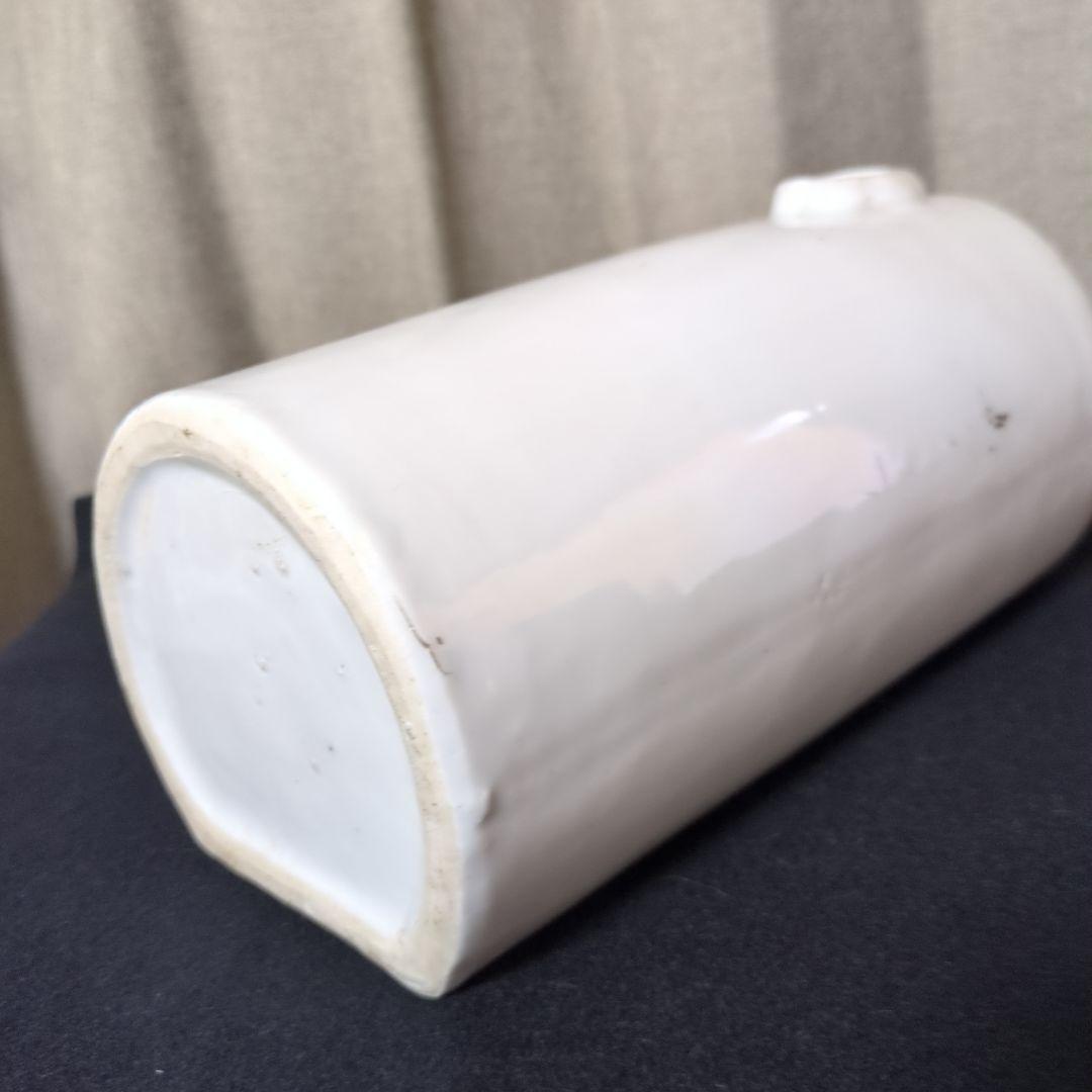 古民芸　平清水焼　小道具　灰白釉掛け　花器　アンティーク　湯たんぽ