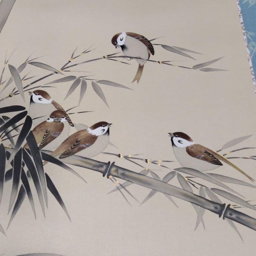 掛け軸　松浦瑞雲　竹に雀