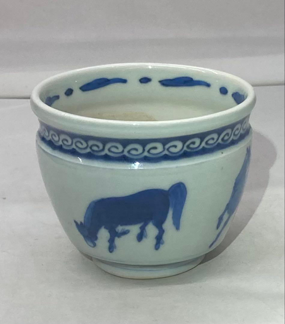 B500s「染付馬図 火入 1個」伊万里焼　江戸時代　干支　令和8年　茶道具