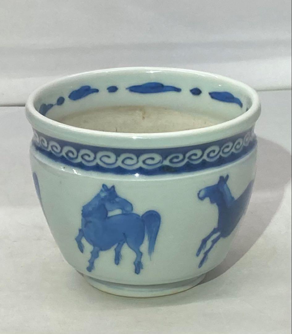 B500s「染付馬図 火入 1個」伊万里焼　江戸時代　干支　令和8年　茶道具