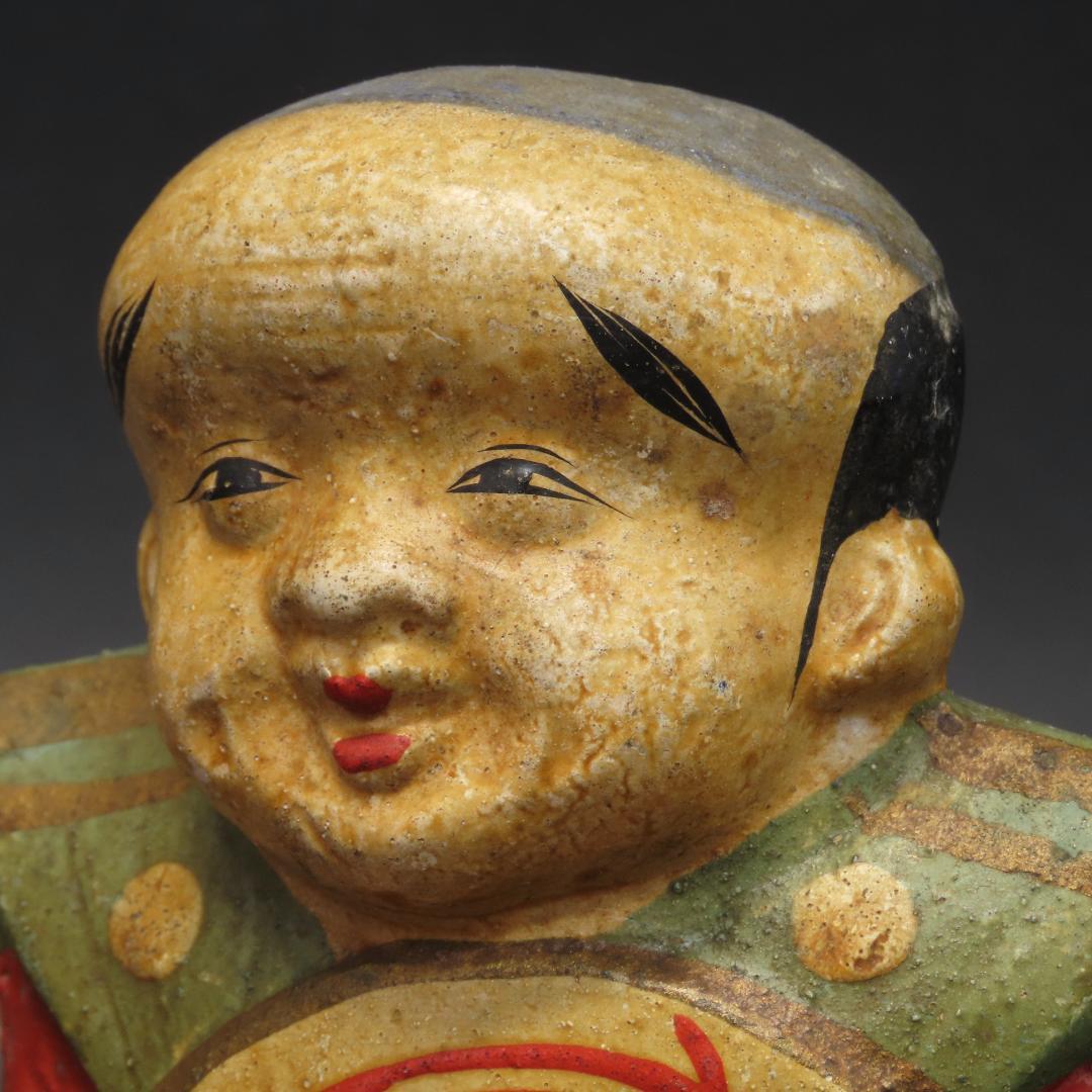 ⭕396 江戸末期 土人形 幸運を招く福助 高さ12.5cm/伏見人形 八幡人形