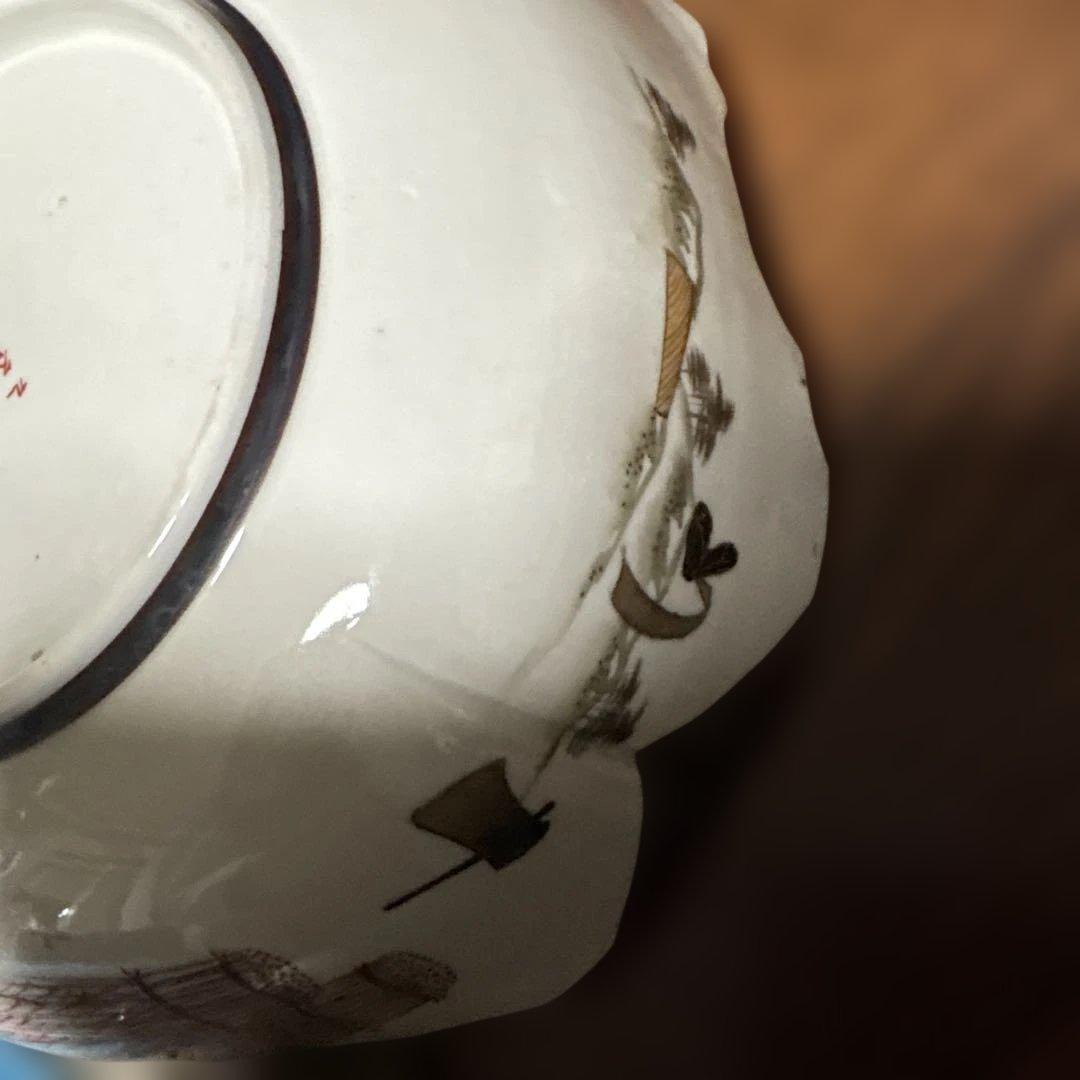 期間限定最終処分特価　逸品　九谷製変形型三つ鉢素敵な絵柄傷無し素晴らしい美術品