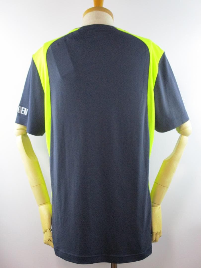 【ハイドロゲン・テニス】インレイ・テックＴシャツ★未使用★XLネイビー×イエロー