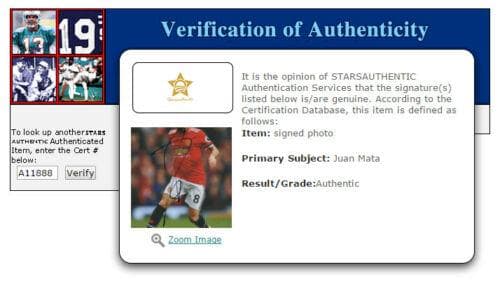 直筆サイン入り写真 フアン・マタ マンチェスター・ユナイテッドFC  鑑定済