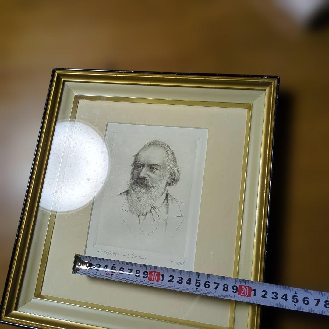 J. Brahms肖像、W. Pech署名入版画　1940年頃