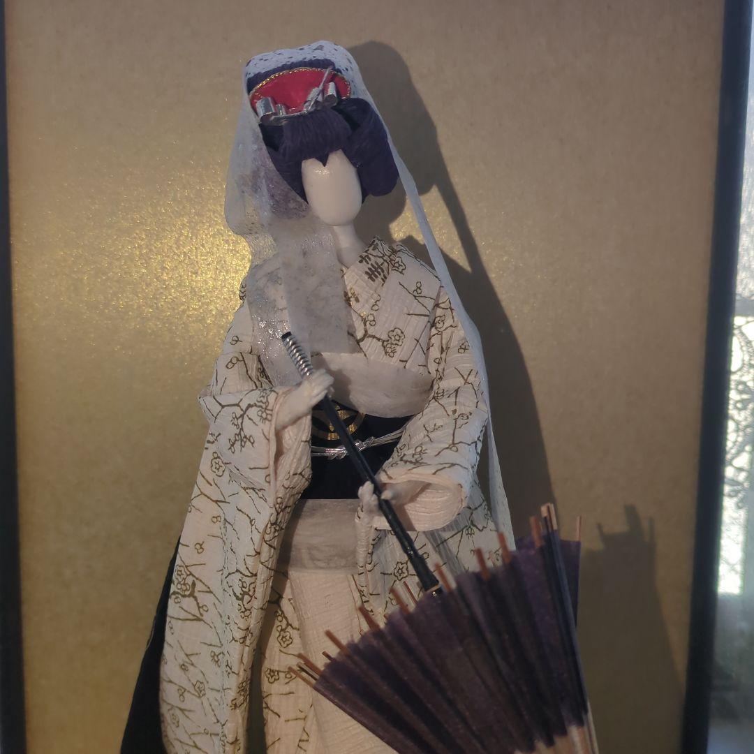 【和紙人形 ガラスケース付】雪化粧 日本人形 傘付き