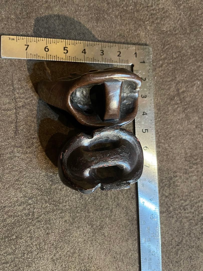 ⚫️Davidさま専用⚫️ 根付 木製 面彫刻 2点セット 約5cm