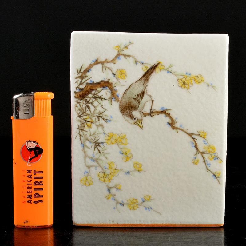 中国　粉彩　漢詩花鳥文　香炉　C　6650