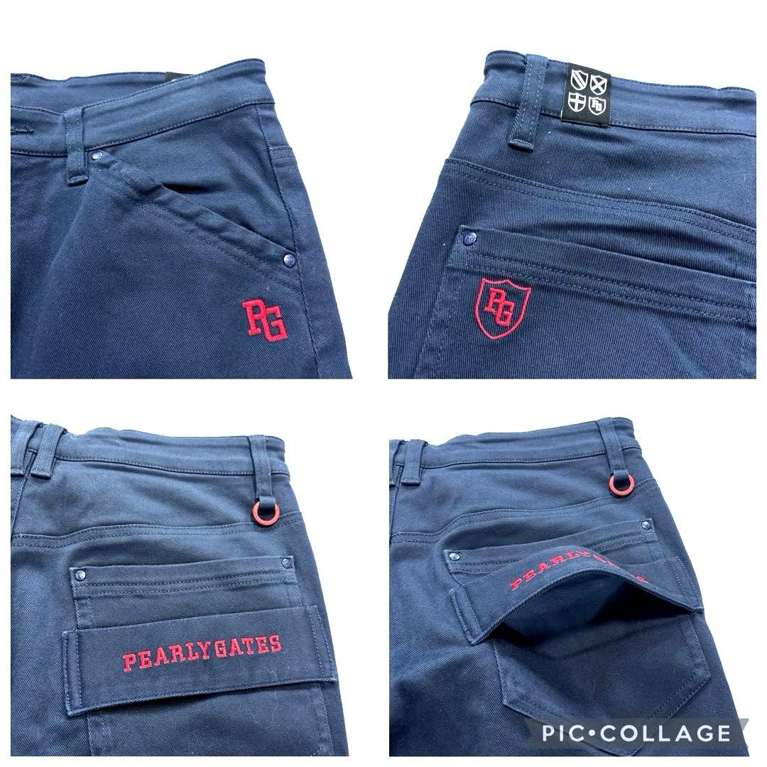 パーリーゲイツ　4/M ロングパンツ　ネイビー　ロゴ刺繍　オールシーズン