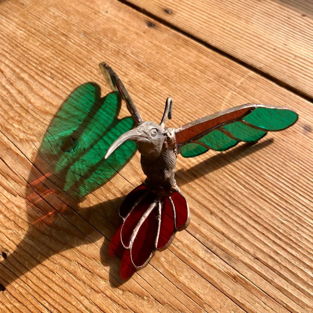 ヴィンテージ　ハチドリ　ハミングバード　アメリカ製　ステンドグラス　オーナメント