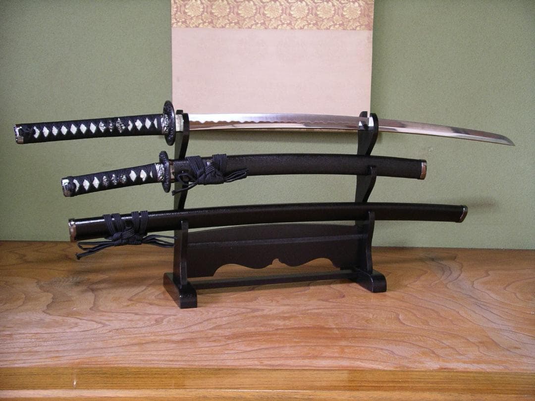 関の美術刀剣 黒石目 大刀 小刀(脇差) 2本セット 模造刀 模擬刀 日本製