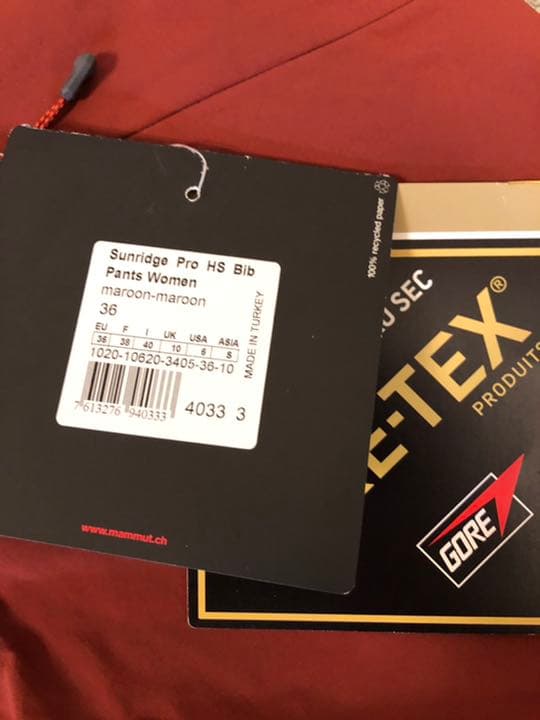 マムート　レディース　スノーパンツ　GORE-TEX Sサイズ