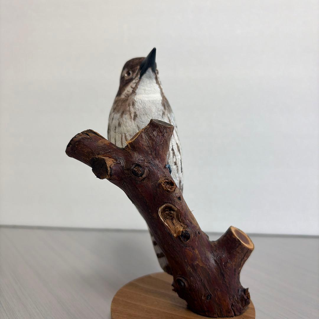 リアル　「コゲラ」 バードカービング　　　　　野鳥彫刻　木彫りの野鳥