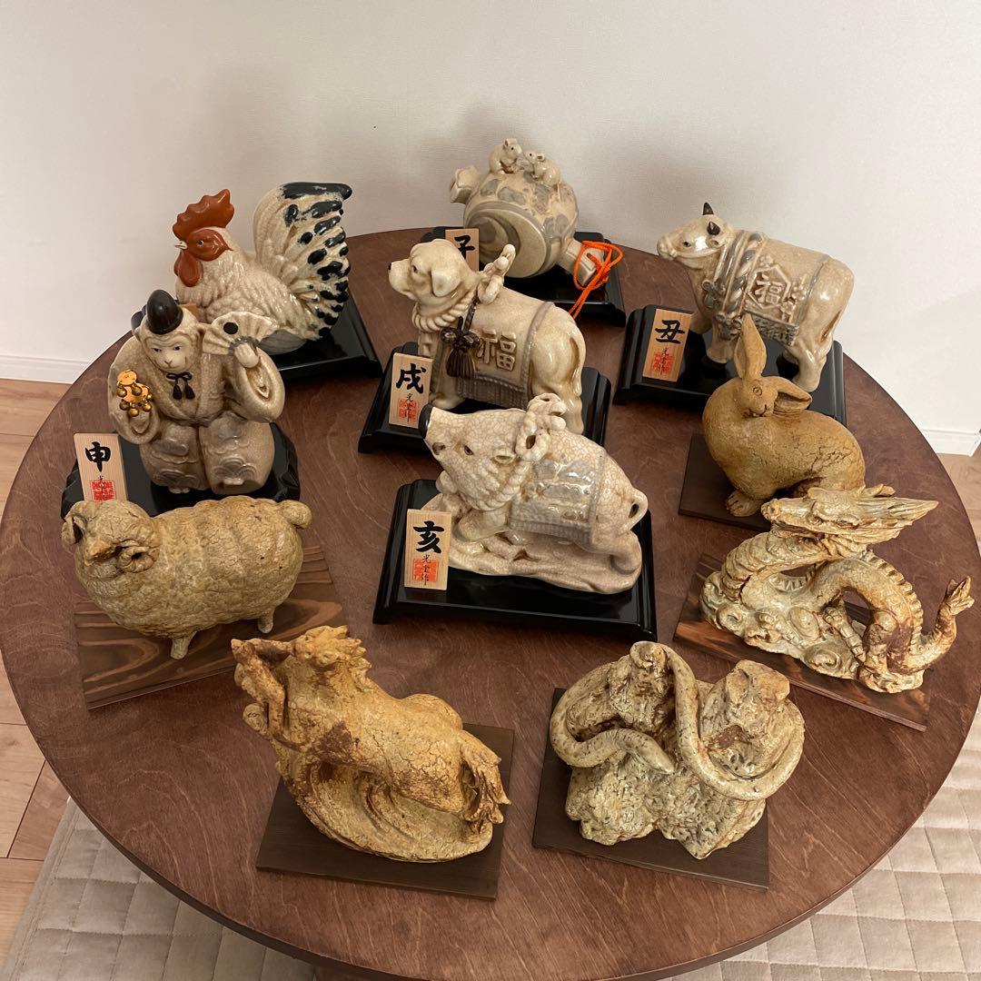 瀬戸焼・志野焼　十一支セット　　寅なし