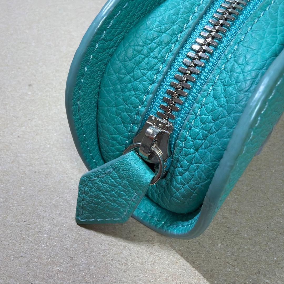 美品 ル・ボナー デブペンケース シュランケンカーフ ミント ペンケース 本革