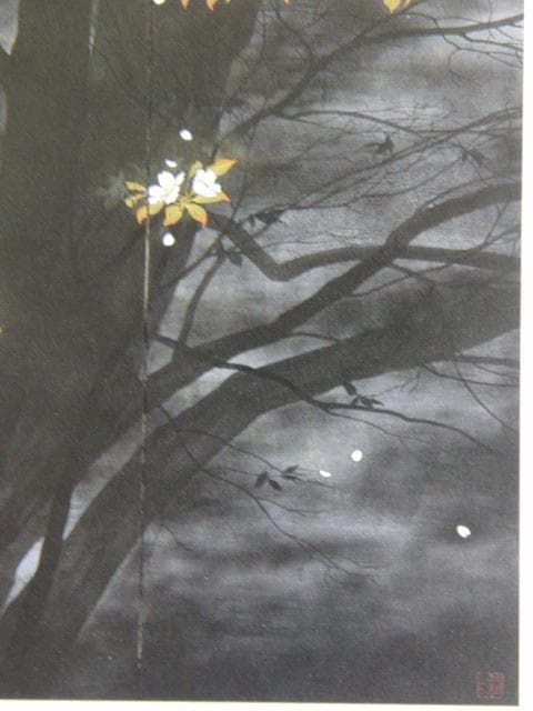 佐々木経二、【惜春】、希少な額装用画集より、新品額装付、状態良好