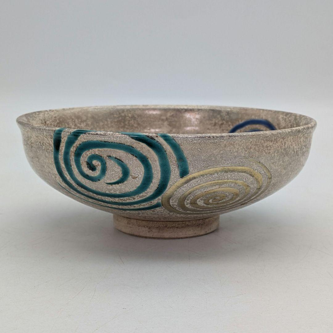 加藤広明 京焼 銀砂子水紋平茶碗 共箱合布 清水焼 抹茶碗 抹茶茶碗 茶道具