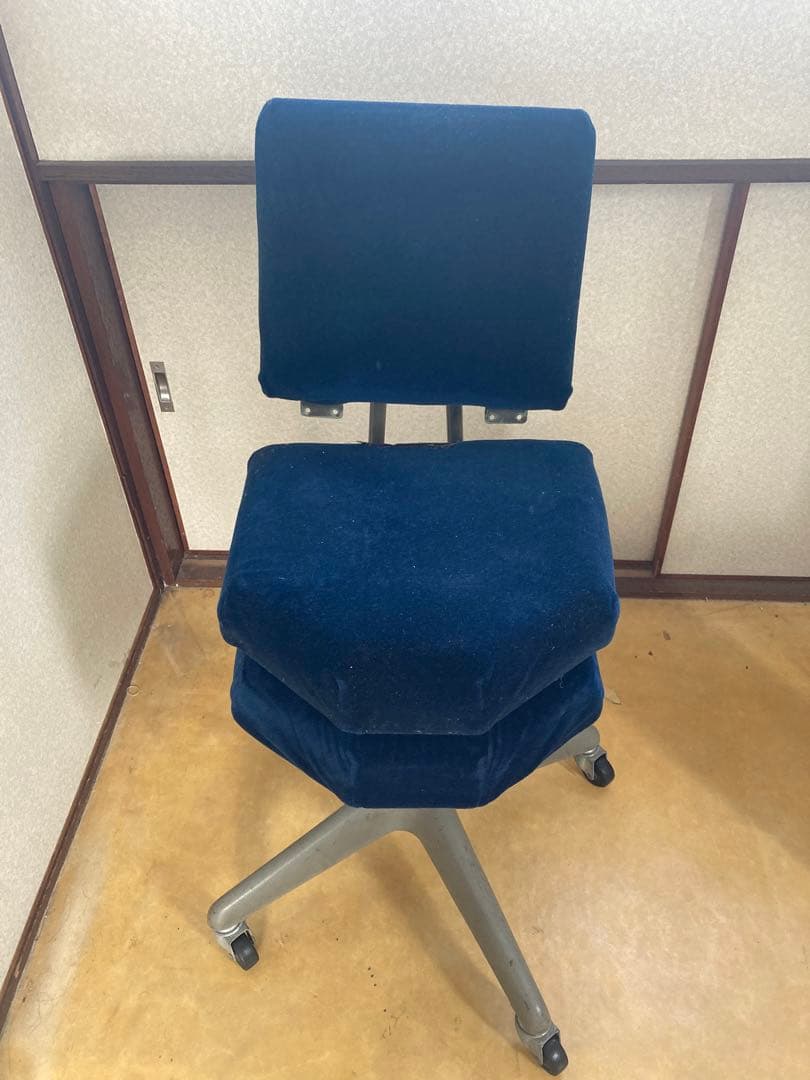 鉄道 回転椅子 青色モケット キャスター付き