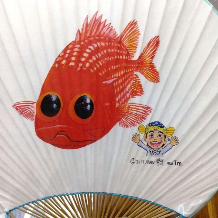 さかなクン　館山限定うちわ、絵本 ハコフグのねがい、3Dメモ帳、ツインストラップ