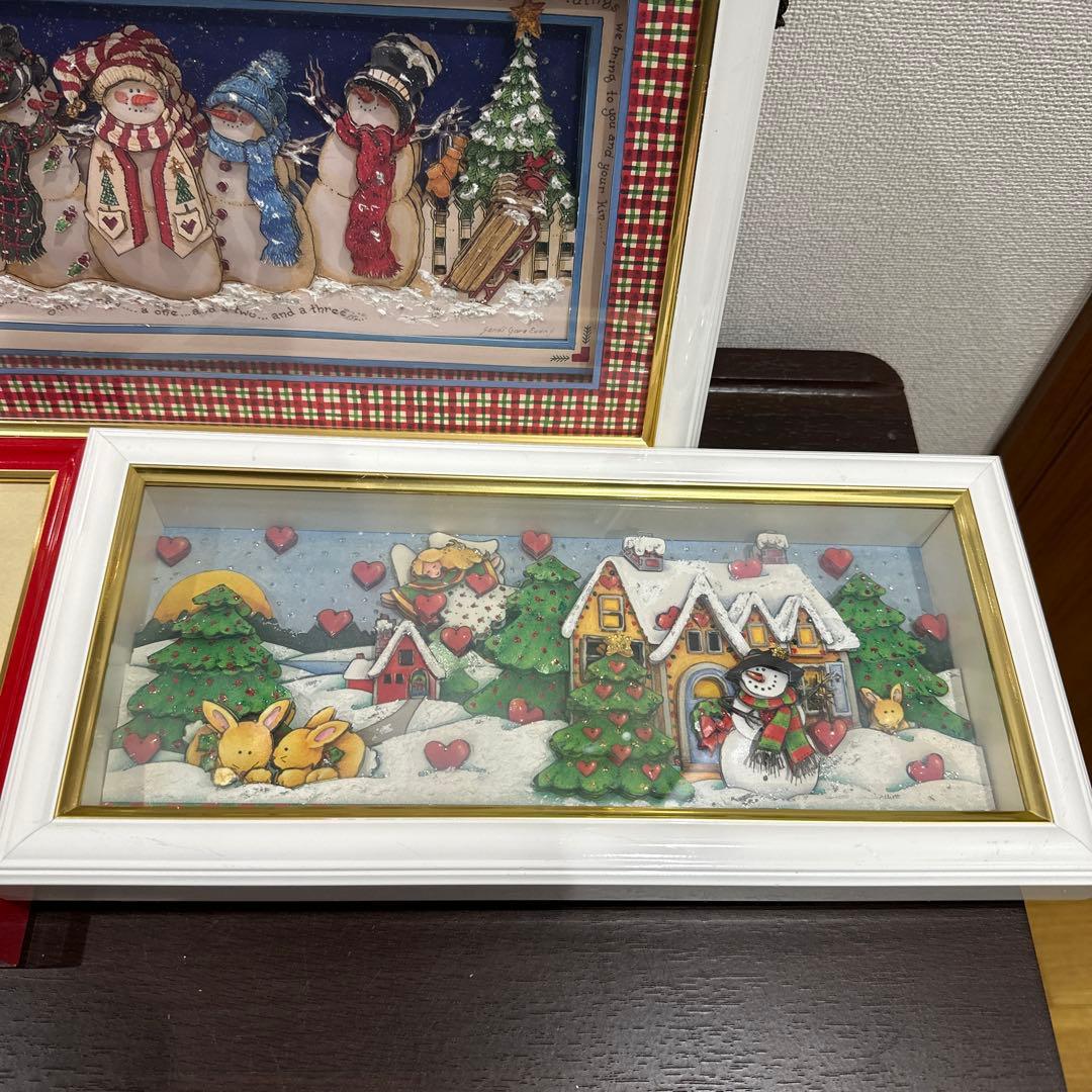 シャードボックス3Dアートクリスマスバージョン　サンタクロース　スノーマン