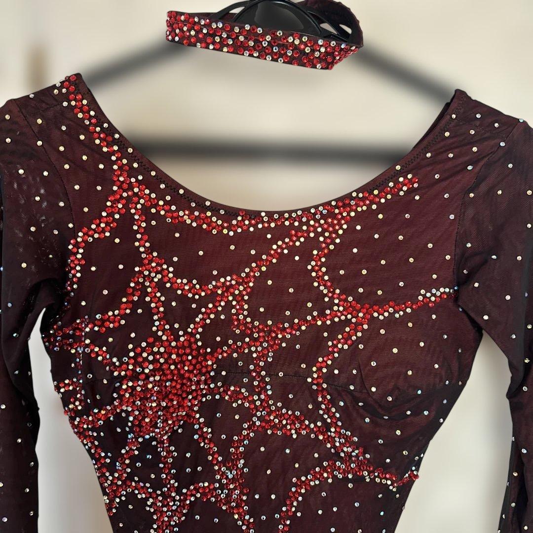 社交ダンス用ラテンドレス Mサイズ 赤黒