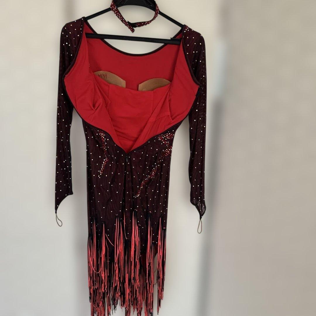 社交ダンス用ラテンドレス Mサイズ 赤黒