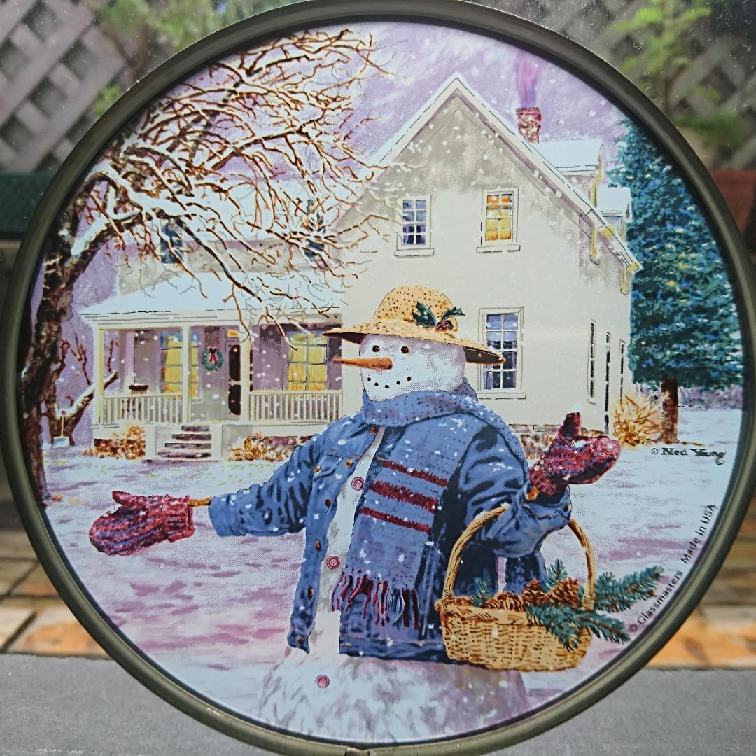 クリスマス ステンドグラス man スノーマン グラスマスターズ社