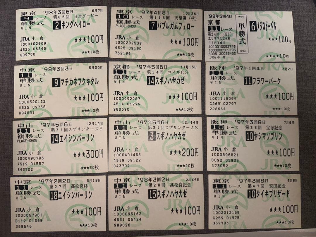 1997-99年 馬券(63枚)＋α（スペシャルウィーク、サイレンススズカ他)
