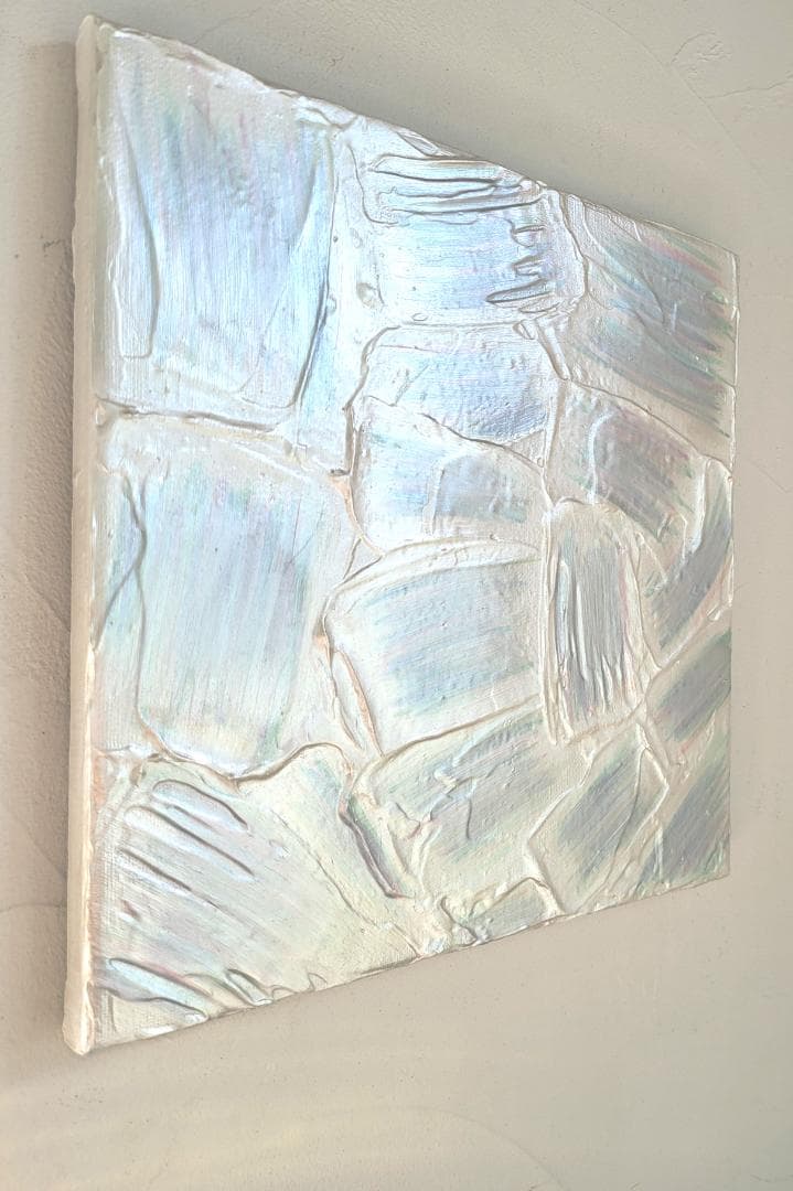 再生-銀 / テクスチャー キャンバス 26×26㎝ 原画 モダン 現代アート