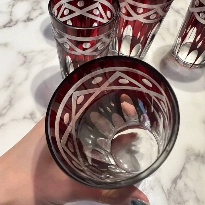 切子グラス　五個　大正ガラス