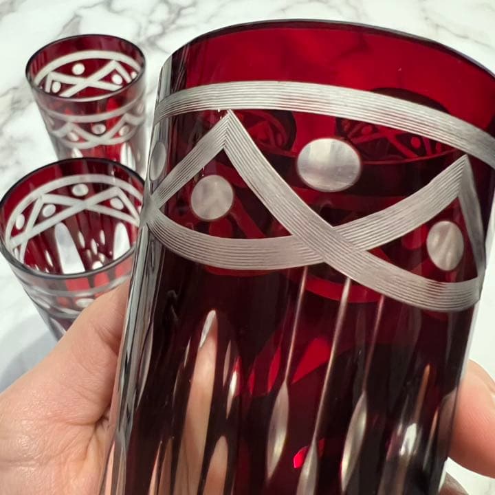 切子グラス　五個　大正ガラス