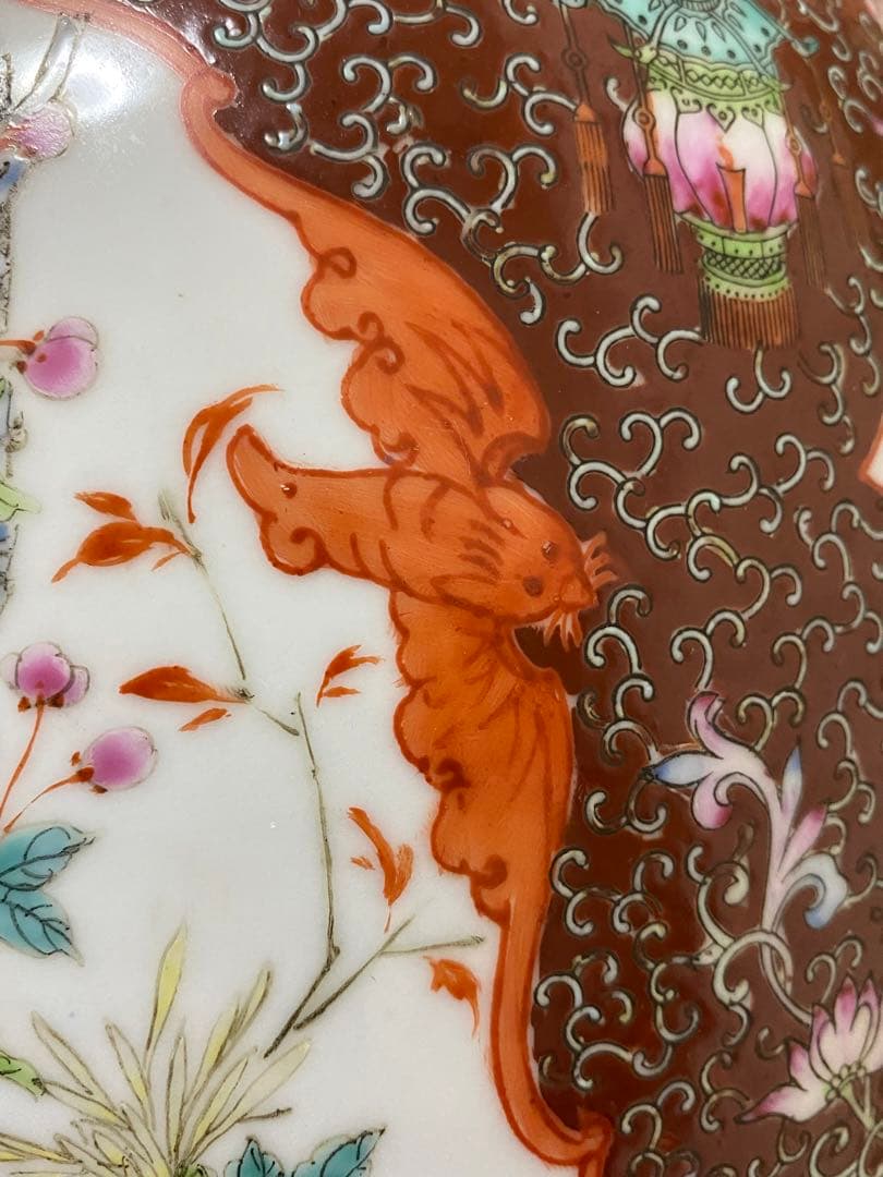 清朝　唐物　大清乾隆年製　彩色花鳥図花瓶　花器　骨董品　壺　古美術品