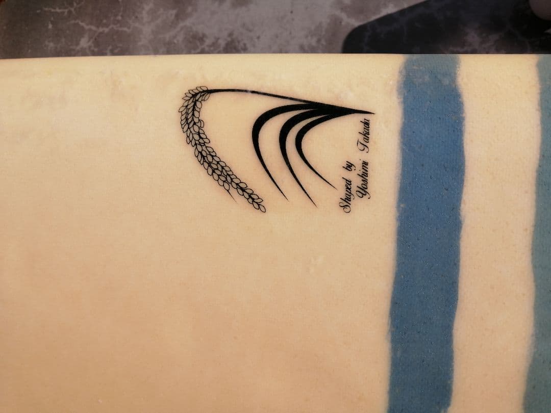 ロングボード クリーム色 青ストライプ 9.2フィート