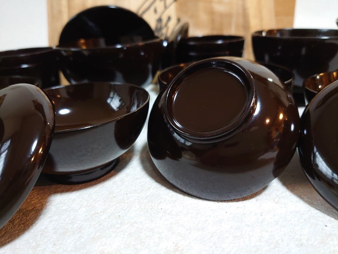 黒漆器 椀 8個セット 【木箱付き】