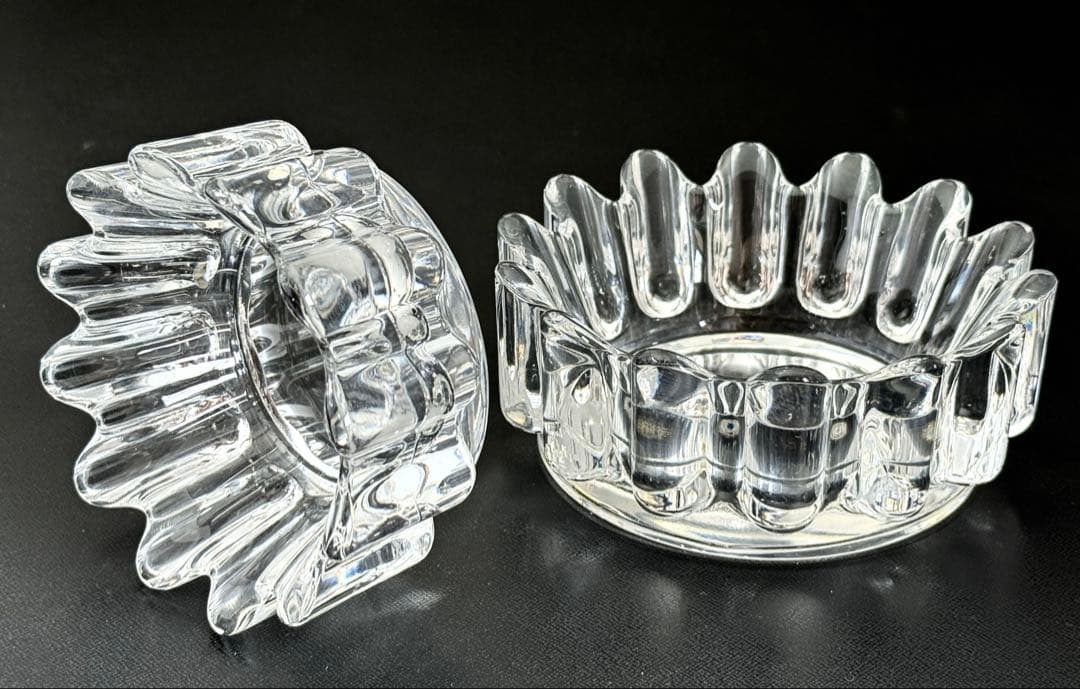 オレフォスクリスタルボウル 2個セット 1970年代 ガラス製花型ボウル