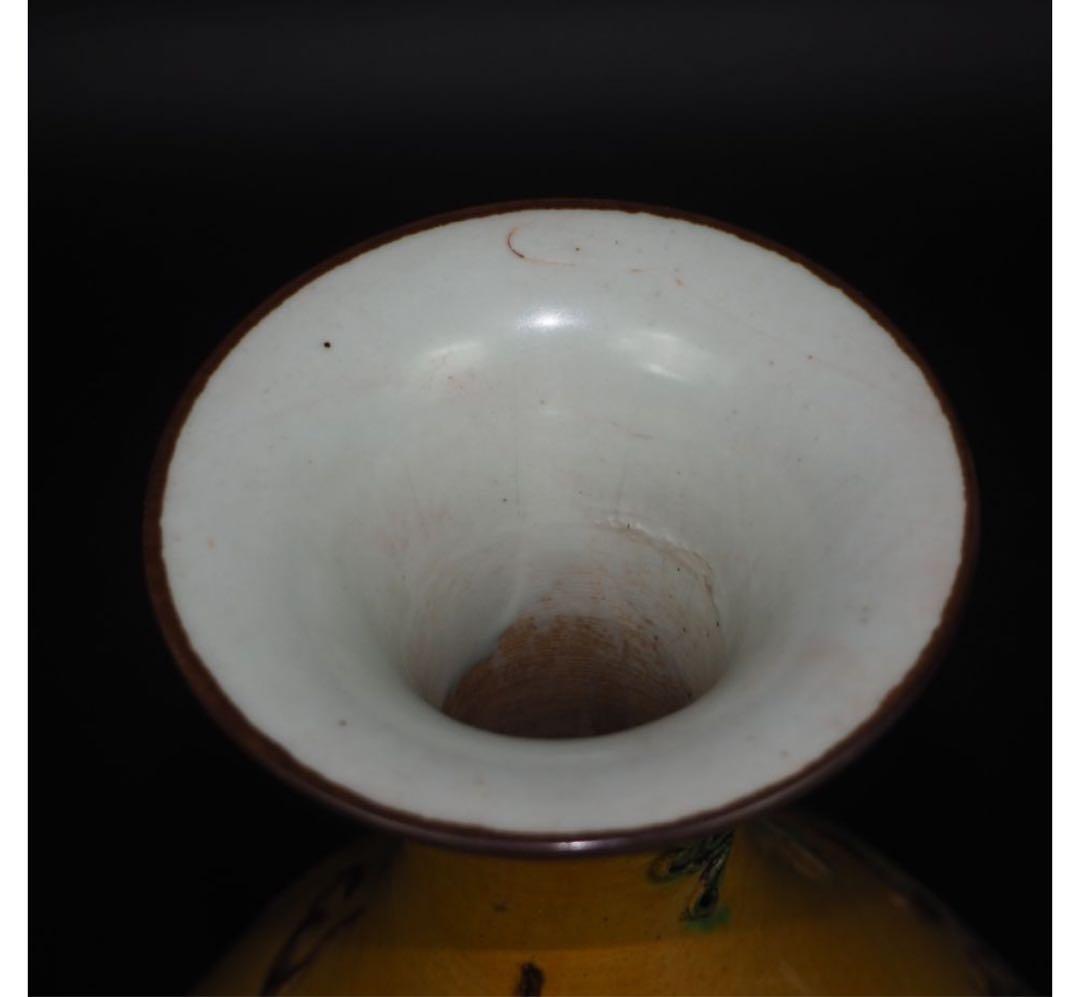 送料無料 値下げ中　時代物　手造り　盛上げ雲龍文三彩花瓶　高さ34ｃｍ