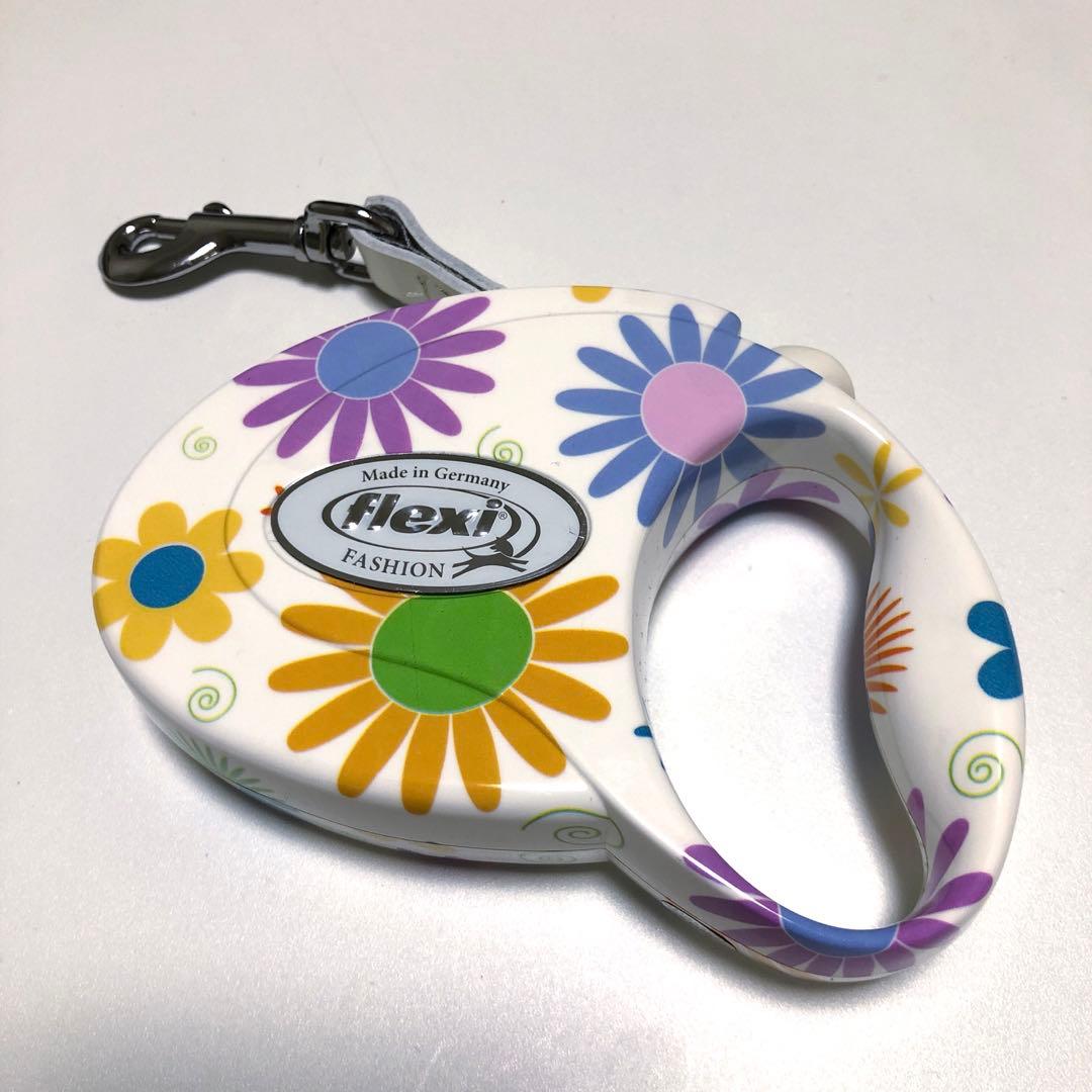 希少 flexi フレキシリード 3mリード 花柄 犬 ペット ホワイト S