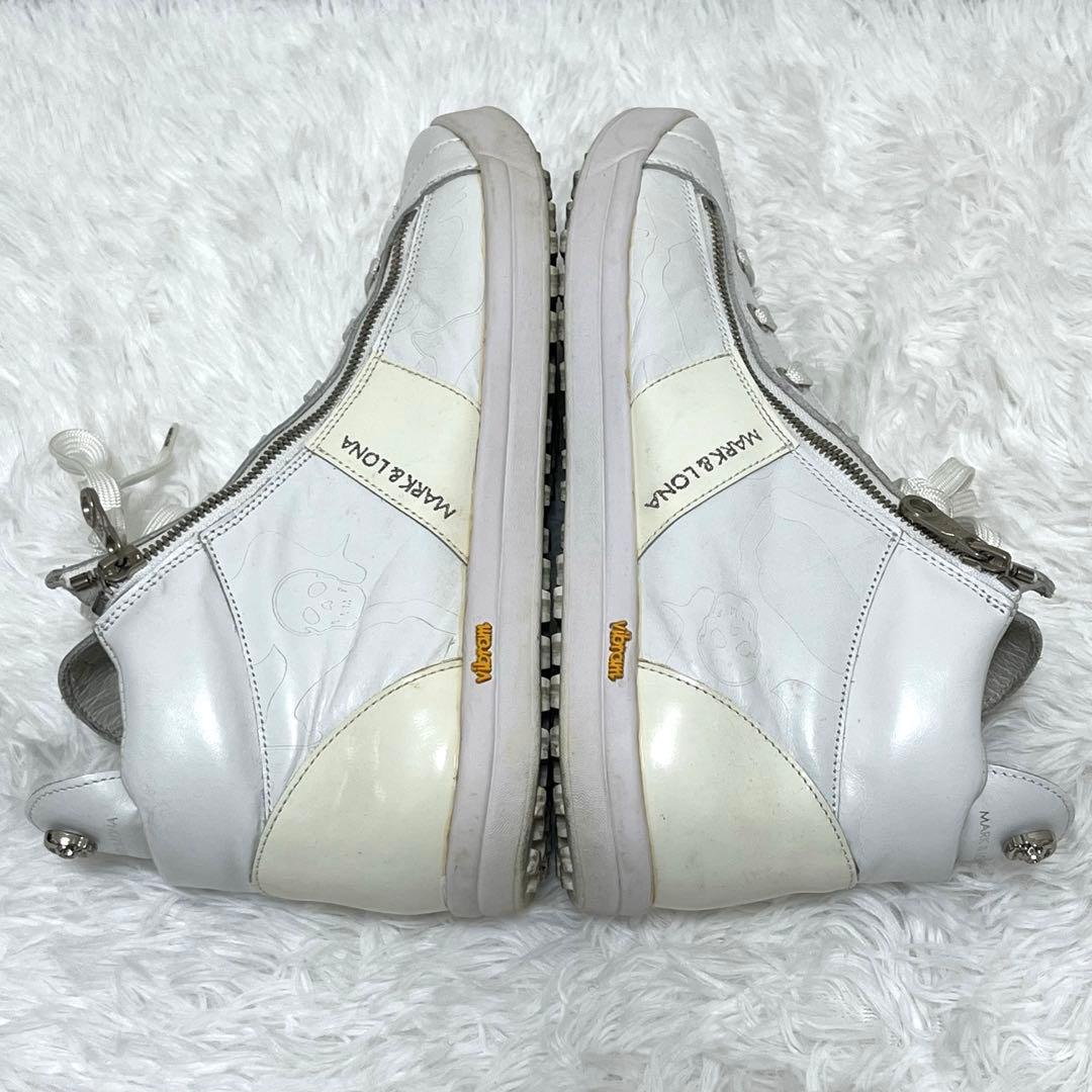 マーク&ロナ ハイカット ダブルジップ スニーカー ビブラムソール 27.0 白