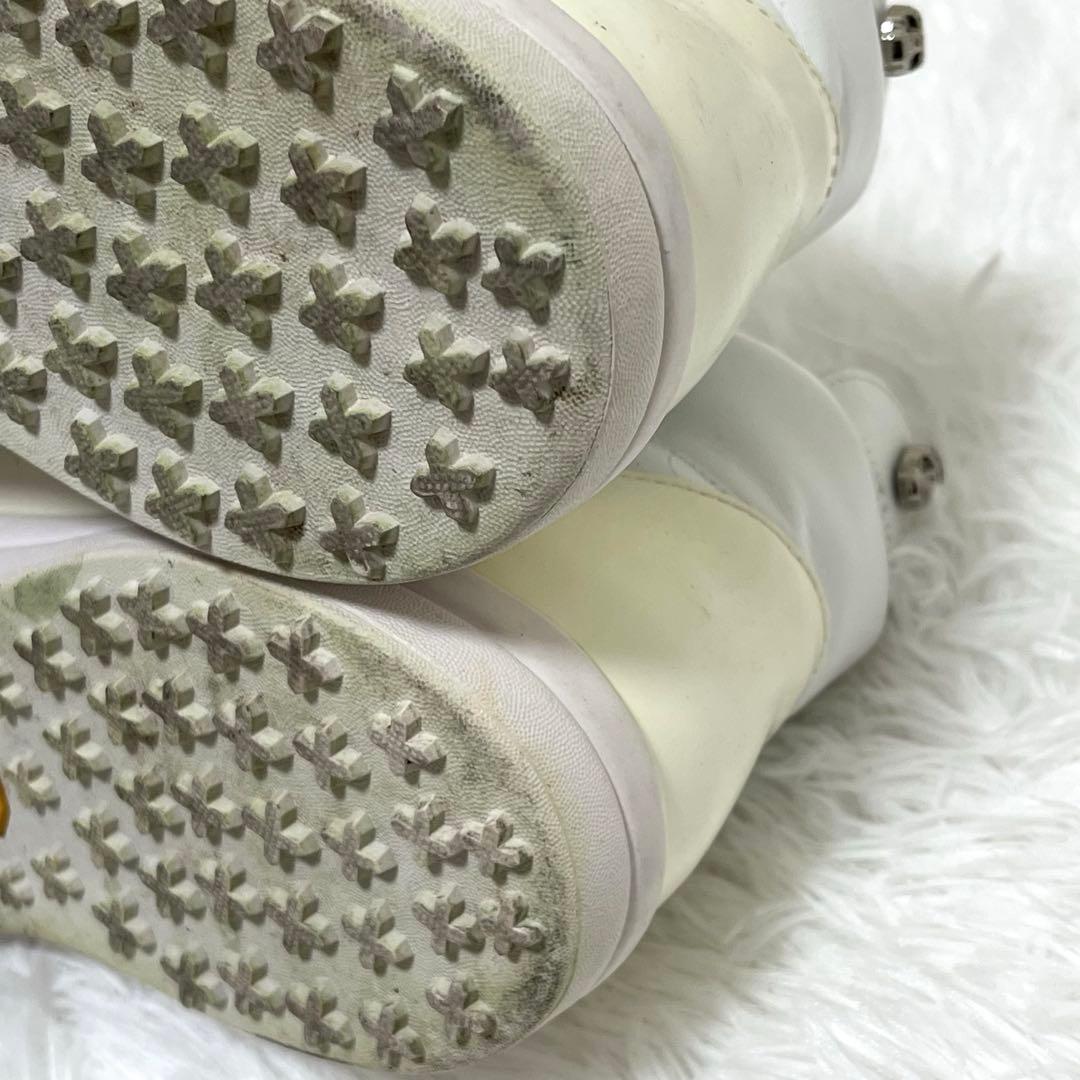 マーク&ロナ ハイカット ダブルジップ スニーカー ビブラムソール 27.0 白