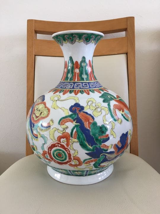 希少 花瓶 花生 唐物 中国美術  清時代 同治年製 色絵