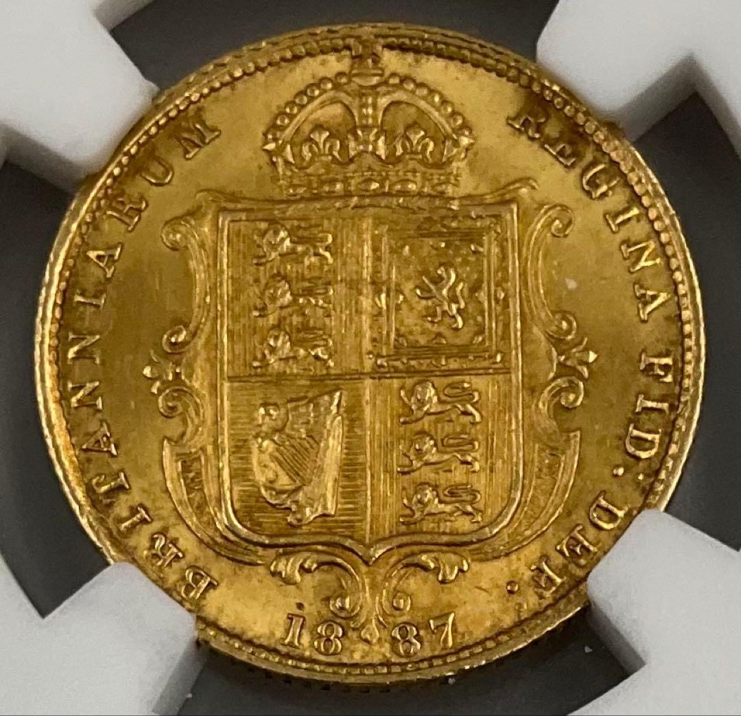 1887 英国 ヴィクトリア ジュビリーヘッド 1/2ソブリン 金貨 MS63