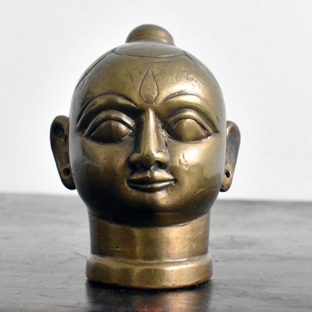 インド 19世紀 ヒンドゥー教 ガウリ女神頭部像 /真鍮/神具/仏具/厄除け