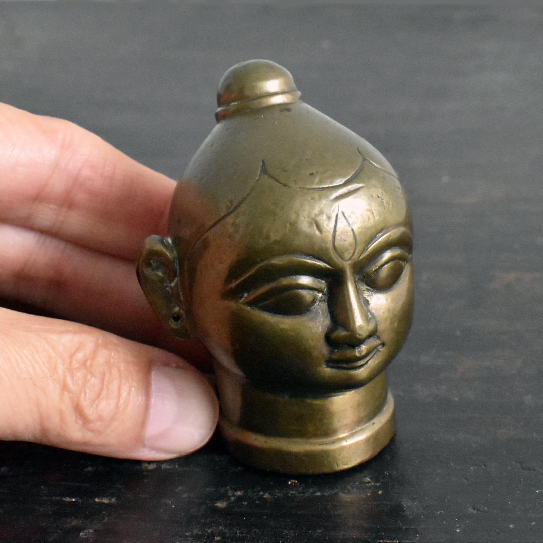 インド 19世紀 ヒンドゥー教 ガウリ女神頭部像 /真鍮/神具/仏具/厄除け