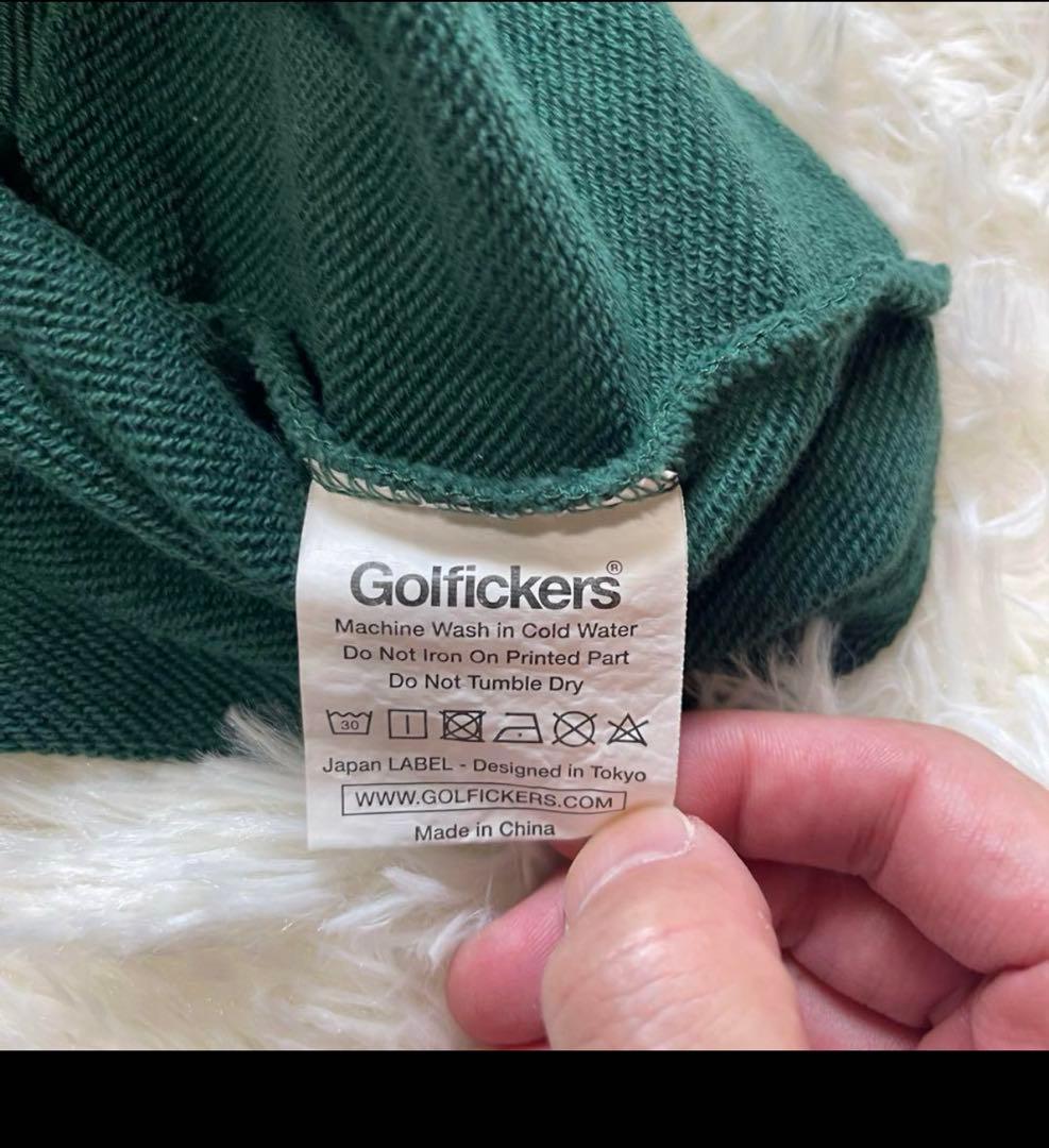 GOLFICKERS ゴルフ ポロシャツ スウェット 半袖グリーンサイズL