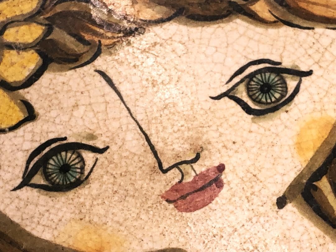 【 19世紀欧州ヴィンテージ絵皿 】『少女』　厚肉32ｃｍ